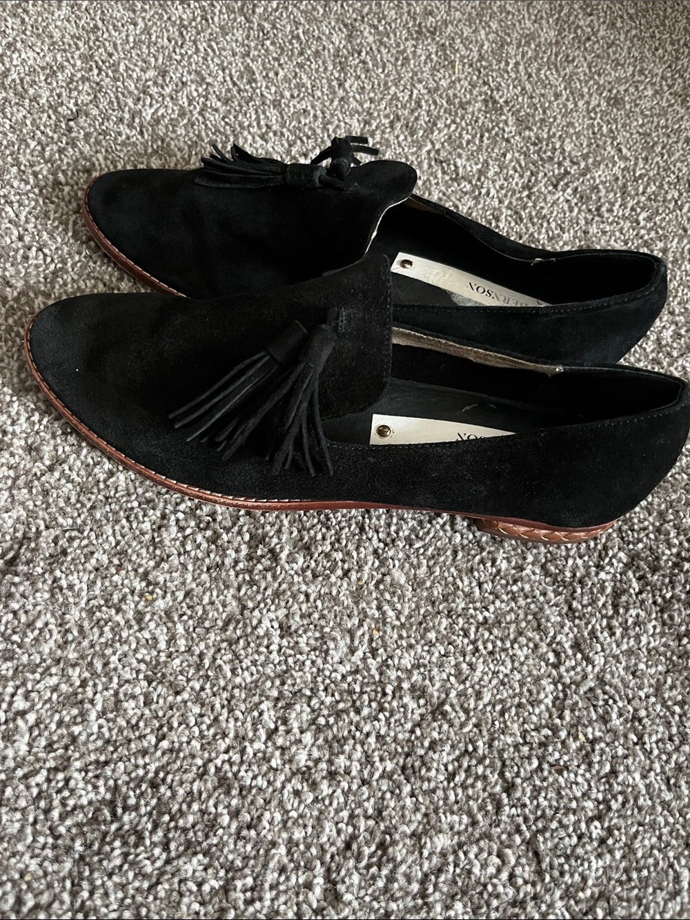 Matt Bernson Black Suede Leather Tassel Loafers SZ 8M